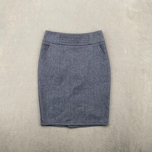 Forever 21 Blue Marled Pencil Skirt Wide Waistband Pockets Size M